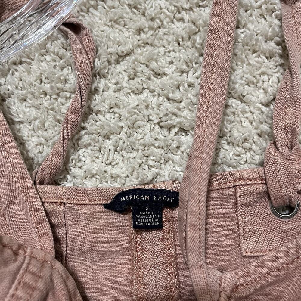 American Eagle Size 2 Pink Denim Button Front Cropped Tank Top - Picture 3 of 5